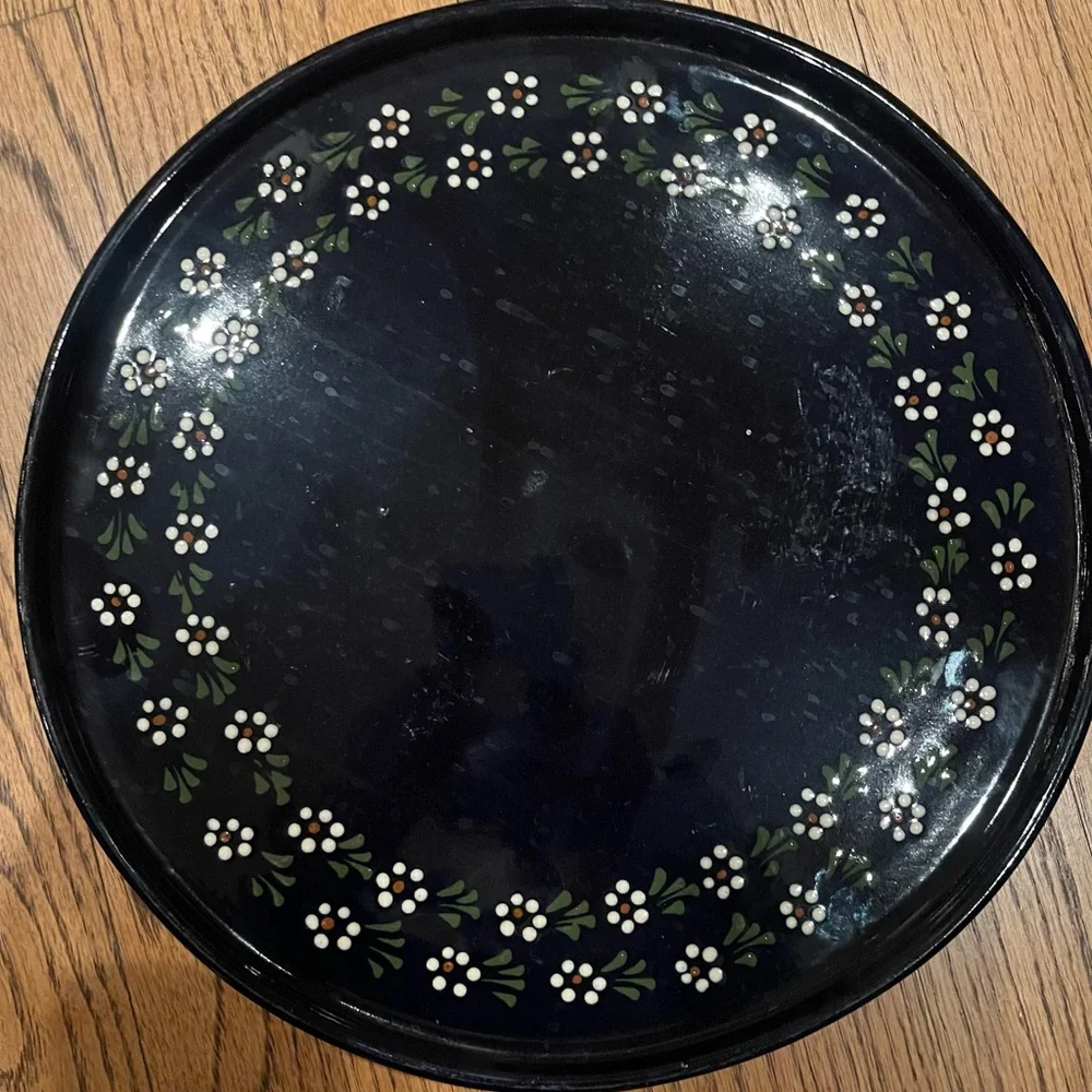 German Handarbeit Art Pottery Terracotta Platter Plate 12.25